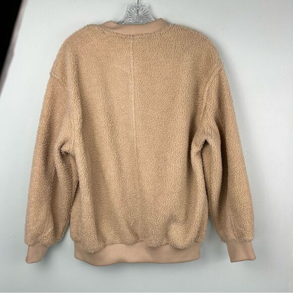 Avec Les Filles Sherpa Jacket Fuzzy Furry Warm Full Zip Tan Women’s Sz S - Picture 2 of 16